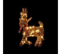 Christmas 35cm Outdoor Walking Wicker Baby Reindeer with 40 Warm White LEDs & bow