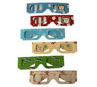 Christmas 3D Glasses- 6 Pack with different designs. Snowflake, Candycane, Christmas tree, gingerbread man, Snow man and Santa designs. Kids, holiday lights, unique Christmas gifts. stocking stuffers