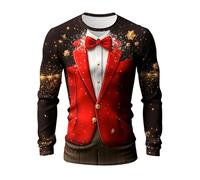Christmas 3D Graphic Men's T-Shirt Merry Christmas Day T-Shirt for Men Funny Holiday Xmas Tee Shirts Retro Funny Santa Printed Festival Costume(Xmas #007, L)