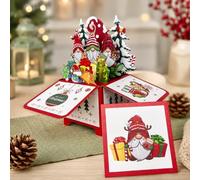 Christmas 3D Greeting Card, Pop Up Poinsettia Flower Bouquet Card with Festive Bow & Holiday Decorations, Christmas Card for Mom Wife Family Friends, Xmas Gift Card & Table Decor (Christmas shrews)