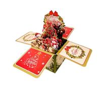 Christmas 3D Greeting Cards Pop-Up Santa Christmas Cards Pop Up Winter Family Greeting Card for Friends,3D Paper Wonder Seasonal Winter Card Gifts for Men, Women and Children (Green Garland)