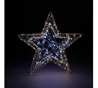 Christmas 3D Large Iron Star pre-lit with 240 Warm & Cool White Twinkling LED (55cm diameter) White