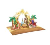Christmas 3D Pop Up Card - Handmade Pop-Up Greeting Card with Xmas Tree, Santa, Robin & Nativity Designs - Holiday Card for Friends & Family (Nativity Scene)