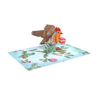 Christmas 3D Pop Up Card - Handmade Pop-Up Greeting Card with Xmas Tree, Santa, Robin & Nativity Designs - Holiday Card for Friends & Family (Robin)