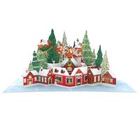 Christmas 3D Pop Up Card - Handmade Pop-Up Greeting Card with Xmas Tree, Santa, Robin & Nativity Designs - Holiday Card for Friends & Family (Santa Flying Sleigh)