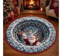 Christmas 3D Round Rug, Optical Illusion Magic Portal Area Mat 60cm | Warm velvet touch with anti-slip back. Instantly elevates small spaces with magical 3D depth for the festive season