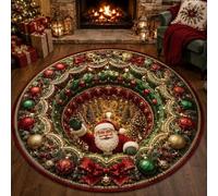 Christmas 3D Round Rug, Optical Illusion Magic Portal Area Mat 60cm | Warm velvet touch with anti-slip back. Instantly elevates small spaces with magical 3D depth for the festive season
