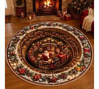 Christmas 3D Round Rug, Optical Illusion Magic Portal Area Mat 60cm | Warm velvet touch with anti-slip back. Instantly elevates small spaces with magical 3D depth for the festive season