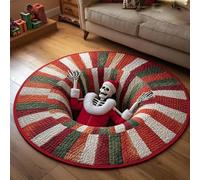 Christmas 3D Rug & Optical Illusion Rug,Round Anti-Slip Washable Santa Claus Quilted Mat,Christmas Decorative Rugs for Living Room,Kitchen & Outdoor Porch (#B,100cm/39.37in)