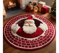 Christmas 3D Rug & Optical Illusion Rug,Round Anti-Slip Washable Santa Claus Quilted Mat,Christmas Decorative Rugs for Living Room,Kitchen & Outdoor Porch (#C,100cm/39.37in)