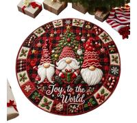 Christmas 3D Rug - Polyester 60x60 80x80 100x100 cm, Optical Illusion | Deep With Festive Gnome Design | Round Holiday Area Mat, Decorative Floor Carpet | For Porch Entryway Living Room