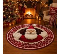 Christmas 3D Rug Round Optical Illusion Non-Slip Santa Holiday Floor Mat
