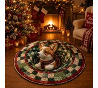 Christmas 3D Rug Round Optical Illusion Non-Slip Santa Holiday Floor Mat