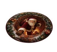 Christmas 3D Santa Round Area Rug Optical Illusion Mat, 60-100cm，F-60cm | Depth Illusion Pattern, Holiday Home Decor, Multiple Designs, Living Room & Entryway, Festive Floor Mat
