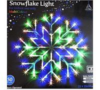 Christmas 50 LED Snowflake Light Multi Coloured Flashing Silhouette Home Window Xmas Festive Decoration Flashing Lights - New Year Light Up Party
