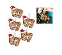 Christmas 67 Acrylic Ornament,Christmas Decorations Six Seven Funny Xmas Holiday Ornament,Funny 67 Decorations Meme Grandkid Gift For Christmas Tree (5pcs)