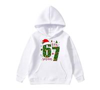 Christmas 67 Kids Hoodies Casual Long Sleeve Pullover Sweatshirt Coats Christmas Elf-Shirt Autumn Winter Holiday Party Travel Essentials Top for 5-12 Years White