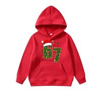 Christmas 67 Kids Hoodies Casual Long Sleeve Pullover Sweatshirt Coats Christmas Elf-Shirt Autumn Winter Holiday Party Travel Essentials Top for 5-12 Years Red