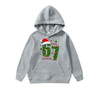 Christmas 67 Kids Hoodies Casual Long Sleeve Pullover Sweatshirt Coats Christmas Elf-Shirt Autumn Winter Holiday Party Travel Essentials Top for 5-12 Years Grey
