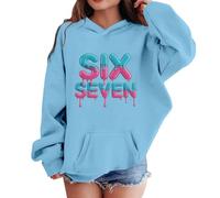 Christmas 67 Kids Hoodies Christmas Elf-Shirt Casual Long Sleeve Pullover Sweatshirt Coats Comfortable Soft Fabric 6 7 Meme Shirt Fun Jumper for Boys Girls Light Blue