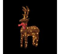 Christmas 70cm Outdoor Standing Wicker Reindeer with 80 Warm White LEDs & red bow