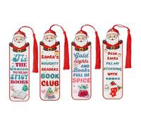 Christmas Acrylic Bookmark Set of 4 Book Lover Accessories Student School Supplies Teacher Office Supplies Christmas Gift for Men and Women (Christmas Bookmark Set of 4)