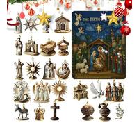 Christmas Acrylic - Countdown Calendar with 24 Jesus Pendants, 2D Acrylic Religious Scene Accessories for Friends Family Adults Teens Students