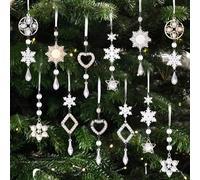 Christmas Acrylic Icicle Ornaments Set of 12 Pieces Featuring For Elegant Snowflake and Star Patterns, Lightweight and for Tree, Garland, or Window Decoration