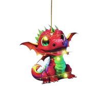 Christmas Acrylic Ornament Cartoon Cute Dinosaur Christmas Tree Decorations Funny Acrylic Hanging Pendant Unusual Christmas Decorations Personalised Party Car Decorations Novelty Baubles (B, One Size)