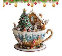 Christmas Acrylic Ornaments - 2D Christmas Tree Decoration Pendant - Festive Seasonal Holiday Decoration for Car Interior Door Backpack Bookshelf Bedside Fireplace Mantel Window Tote