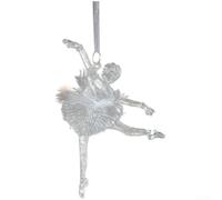 Christmas Acrylic Pendant Ornaments Set With Transparent Crystal-Like Finish, Silver Holiday Decorations Featuring Stars Angels Bows And Dancing Figures For Festive Tree Display(F)