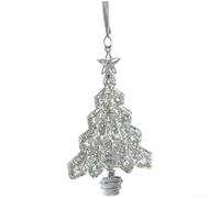 Christmas Acrylic Pendant Ornaments Set With Transparent Crystal-Like Finish, Silver Holiday Decorations Featuring Stars Angels Bows And Dancing Figures For Festive Tree Display(B)