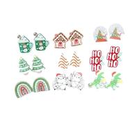 Christmas Acrylic Stud Earrings Set for Women Xmas Cute Christmas Tree Cat Dinosaur Funny Earrings Lightweight Colourful Glitter Sequins Party Festive Favors Decor Accessories Gifts