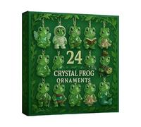 Christmas - Acrylic Wall Hanging 24 x 24 cm, 24 Frog Ornaments, 2D Decoration | Frog Countdown with Animal Designs Decoration