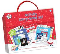 Christmas Activity Carry-Along Set - 3 Fun Books & 4 Sticker Sheets with Over 200 Stickers - Activity, Colouring & Puzzle Books for Kids - Festive Travel Carry Case with Handle - Ages 3+