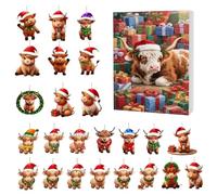 Christmas Advent 2025 | Acrylic 2D Calendar Countdown 24 Days - Highland Set of s, for Children Adults Family Tree Rearview Mirror