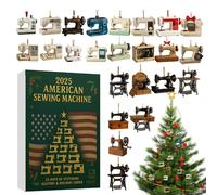 Christmas Advent 2025 - Acrylic Sewing Machine Ornament, 2D Holiday Countdown, Festive Creative Décor, Decorative Hanging Accessory | 24 Days Calendar for Quilters, Textile Artists, Office, Mantel