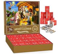 Christmas Advent Calendar 2024, 1008 Pieces Jigsaw Puzzle, 24 Days The Birth of Jesus Christmas Countdown Calendar, Nativity Advent Puzzles for Adult Kids