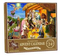 Christmas Advent Calendar 2024, 1008 Pieces Jigsaw Puzzle, 24 Days The Birth of Jesus Christmas Countdown Calendar, Advent Puzzle for Adult Kids