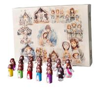 Christmas Advent Calendar 2024, 24 Days Advent Calendar, 24 Different 1.4x0.5" Jesus Doll, Christmas Countdown Fun Toys for Boys, Girls, Kids Gift, Yellow.
