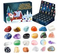 Christmas Advent Calendar 2024, 24 Days Advent Calendar 24 Grids Crystal Stone Minerals Fossils with Introduction Christmas Countdown Enthusiasts Rock Collection, Decorations