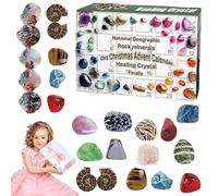 Christmas Advent Calendar 2024, 24 Days Crystal Advent Calendar 2024 24 Grids Crystal Stone Minerals Fossils Christmas Countdown Enthusiasts Rock Collection