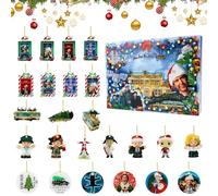 Christmas Advent Calendar 2024,Christmas Holiday Advent Calendar Kids 24-Day Christmas Holiday Countdown Calendar 2D Acrylic Figures Pendant Advent Calendar Toy
