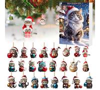 Christmas Advent Calendar 2024, Cute 2D Acrylic Cat Vacation Advent Calendar, 24 Day Christmas Countdown for Children Familly, Style 1