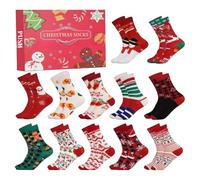 Christmas Advent Calendar 2025, 24 Days Christmas Countdown Calendar Xmas Countdown Calendars Sock for Men Women Adults Kids, Holiday Surprise Gifts Themed Sock, Family Fun Activity (A)
