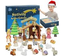 Christmas Advent Calendar 2025, 24 Days Christmas Countdown with Resin Figurines, Christmas Tree, Holy Christian Religious Gift, Advent CalendarsToddler Christmas Nativity Gift for Boys & Girls