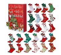 Christmas Advent Calendar 2025, 24 Days Christmas Sock Advent Calendar with Random Styles, Soft Warm Adult Party Favor