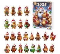 Christmas Advent Calendar 2025 Chicken Hanging Ornament, 24 Days Countdown Christmas Tree Decoration, Unique Xmas Gifts for Kid Family