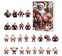 Christmas Advent Calendar 2025 Christmas Countdown Box Fun Bodybuilding Santa Ornament Festive Christmas Tree Decoration (D, One Size)