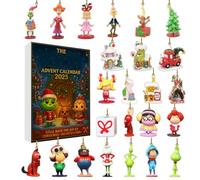 Christmas Advent Calendar 2025 Green Monsters Christmas Countdown Calendar 24PC 2D Acrylic Cute Cartoon Elf Figures Doll Xmas Vacation Stuffer Gifts Idea